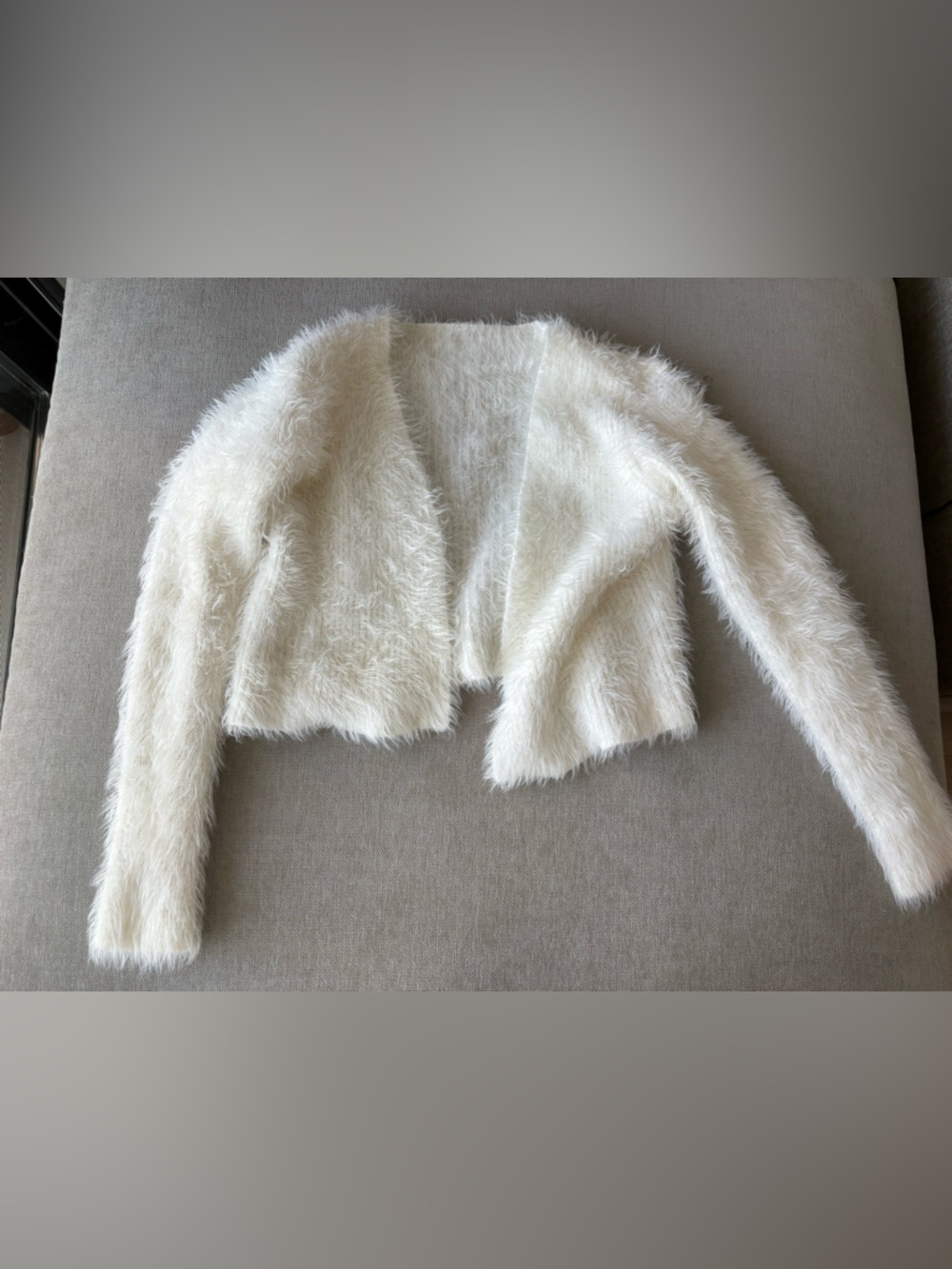 White Faux-Fur Cropped Women's Sweater Cardigan